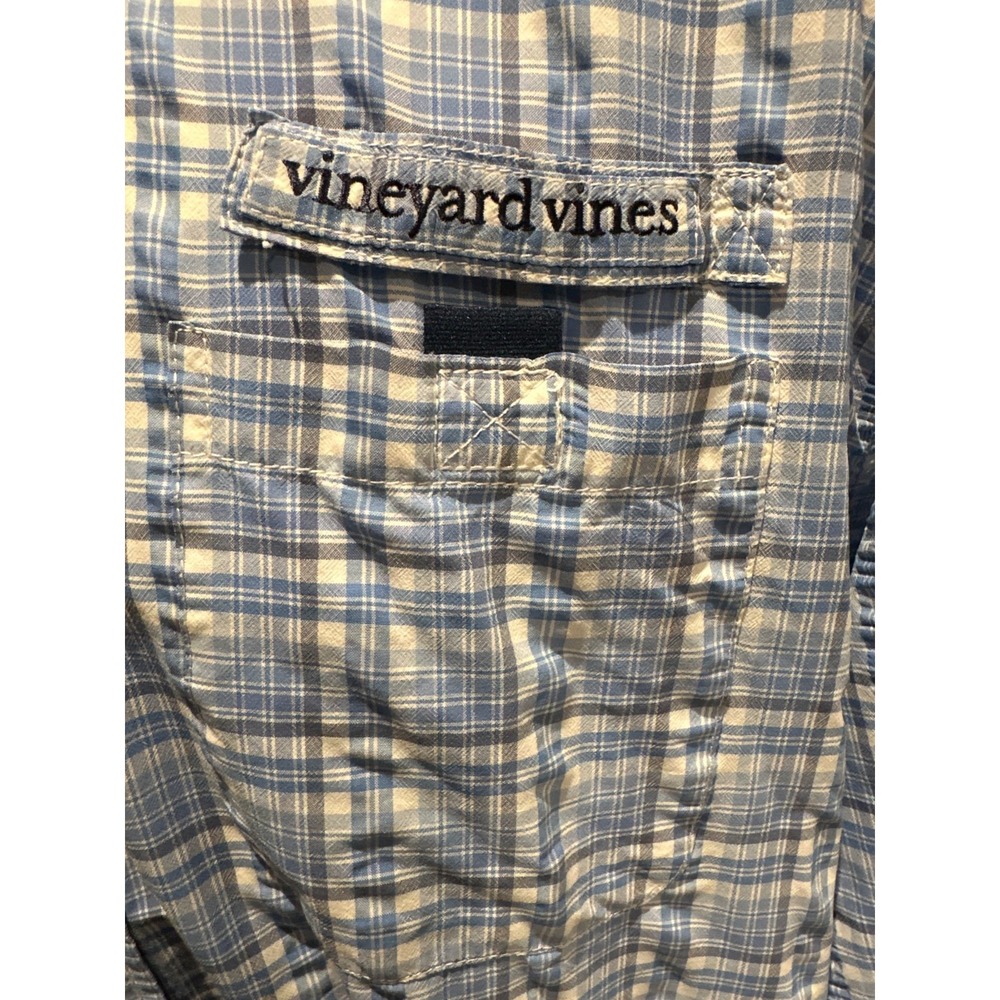 Vineyard Vines Harbor Shirt XXL Blue Plaid Fishing Vented Performance - Picture 5 of 11